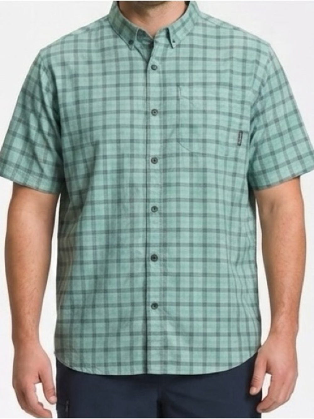 Columbia Sportswear Men's XXL Green Plaid Regular Fit Short Sleeve Shirt 2XL